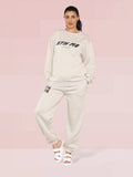 Athleisure Crew Neck Color Matching Print Long Sleeve Sweatshirt & Pocket Loose Trousers Two-Piece Set