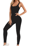 Women's Solid Color U Neck Seamless Shaping Jumpsuit