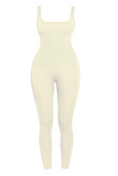 Women's Solid Color U Neck Seamless Shaping Jumpsuit