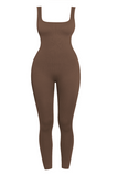 Women's Solid Color U Neck Seamless Shaping Jumpsuit