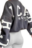 Women's Casual Color Matching Crew Neck Letter Print Jumper