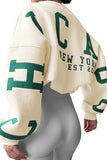 Women's Casual Color Matching Crew Neck Letter Print Jumper