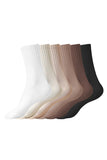 Unisex Casual Cotton 6-Pack Solid Color Ribbed Crew Mid-Calf Socks